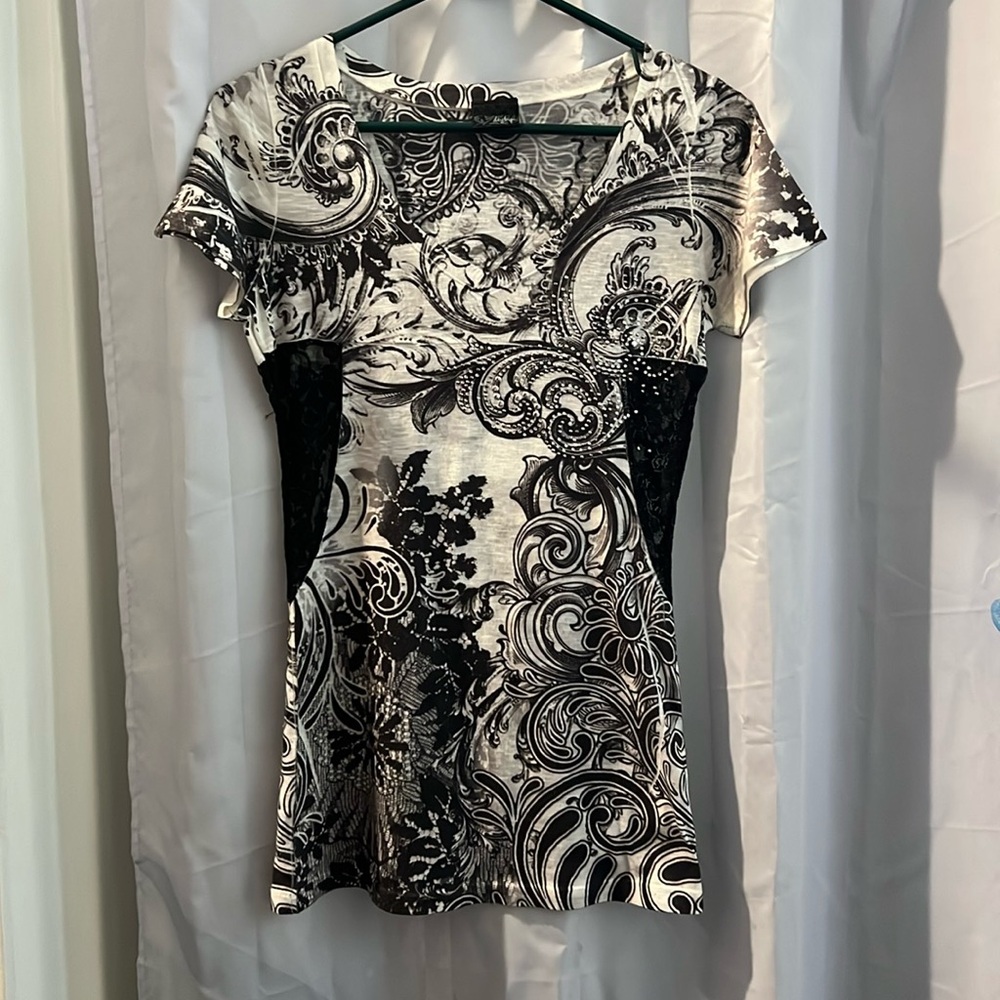 Black and White Lacy Tee